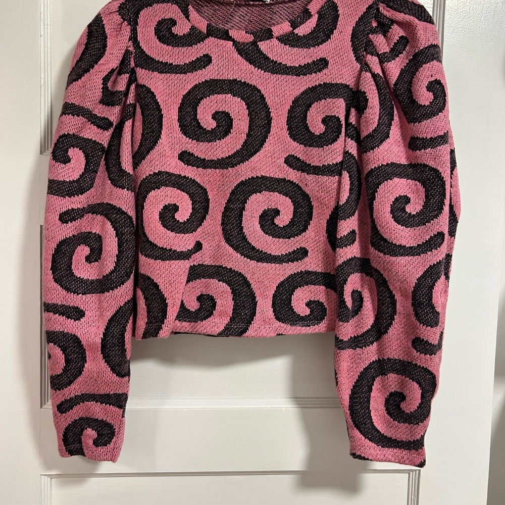 Zara Pink and Black Spiral Sweater